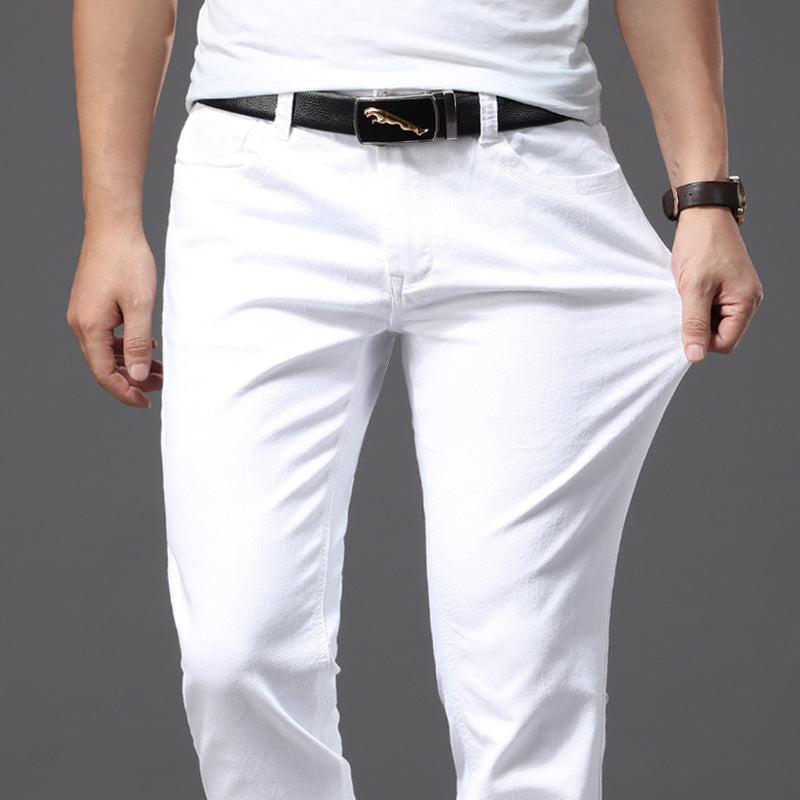 Men's White Perfect Fit Slim Pants
