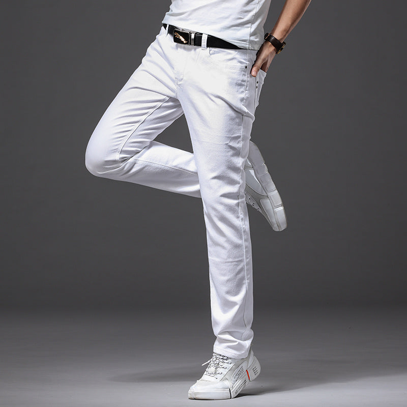 Men's White Perfect Fit Slim Pants
