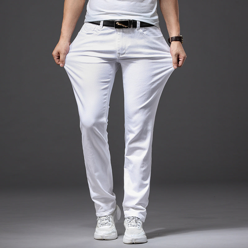 Men's White Perfect Fit Slim Pants